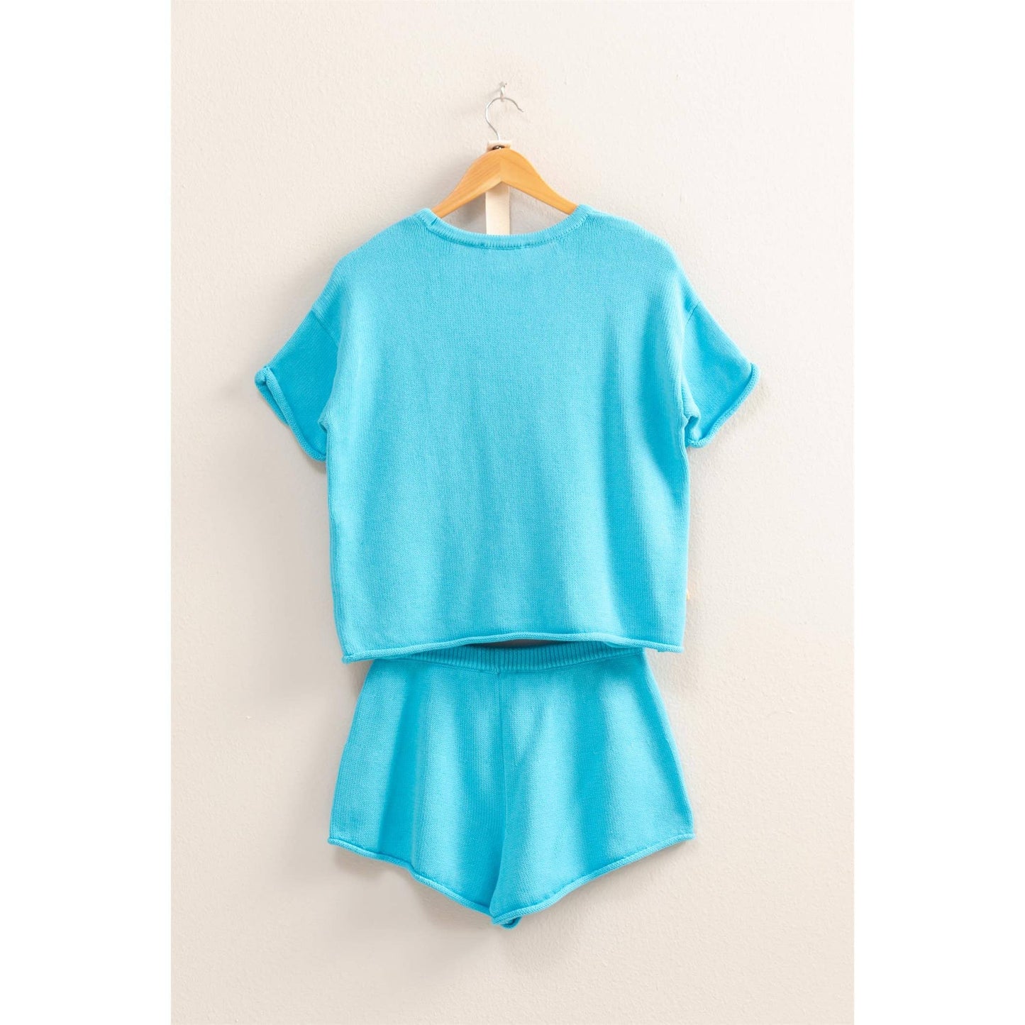 Short Sleeve Basic Top And Shorts Set