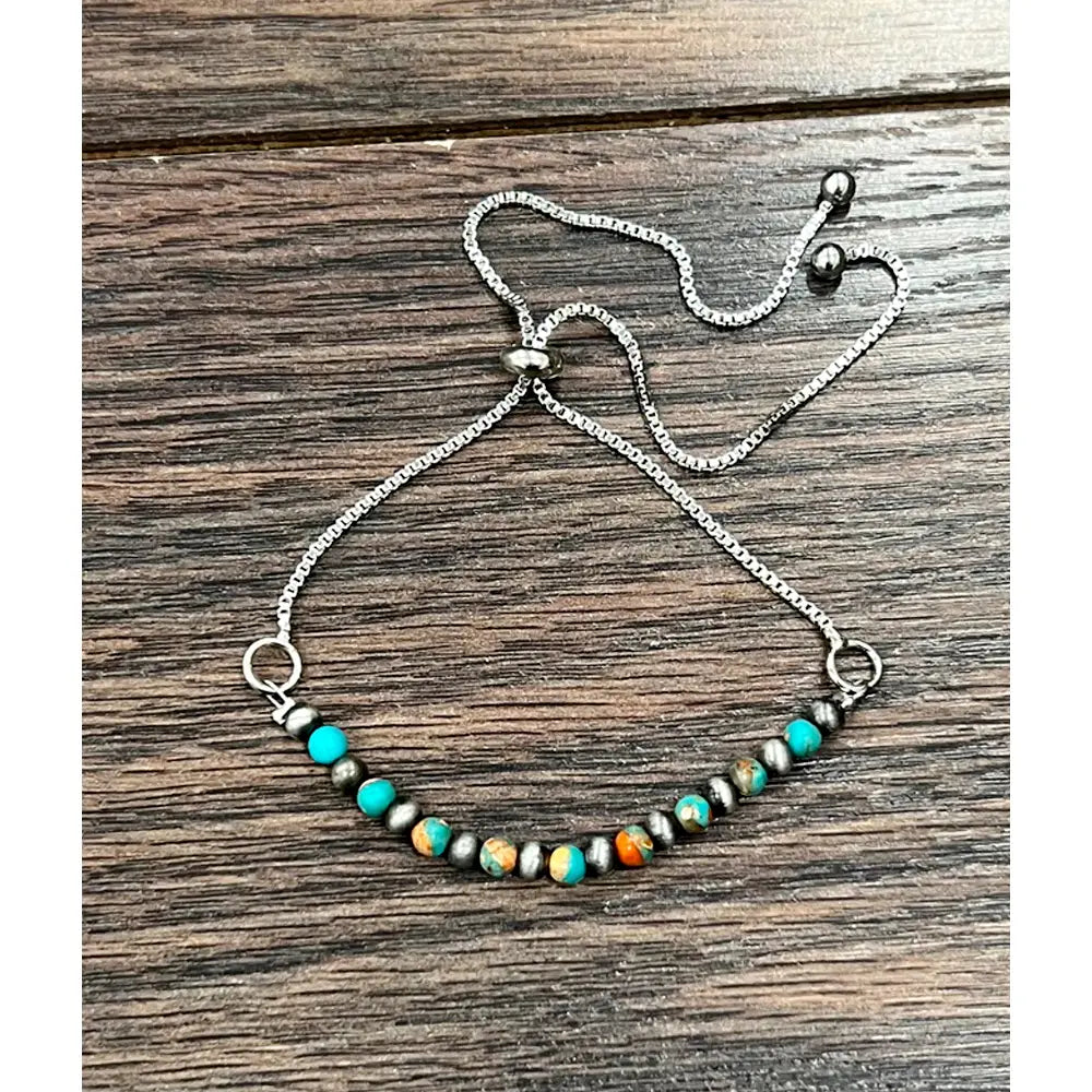 Round Gemstone Adjustable Bracelet