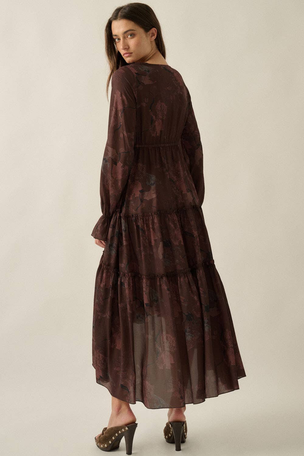 Floral Chiffon High-Low Midi Dress