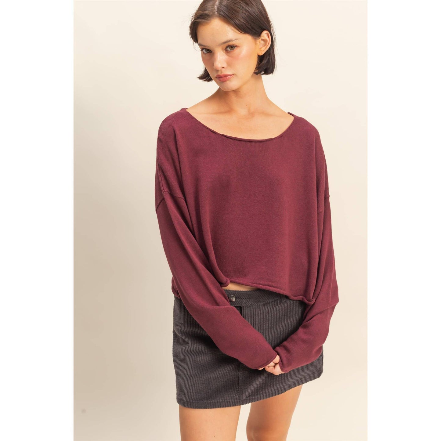 Wide Neck Drop Shoulder Sweater