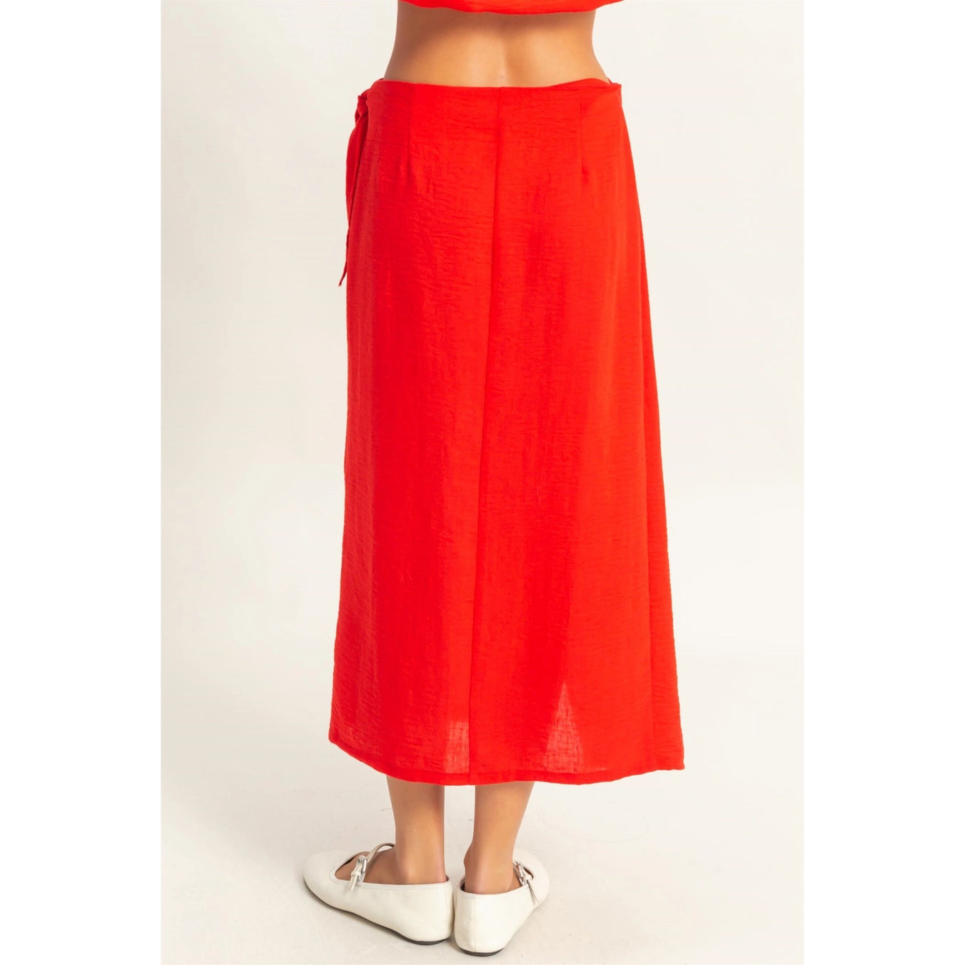 High Waist Crinkle Woven Maxi Skirt