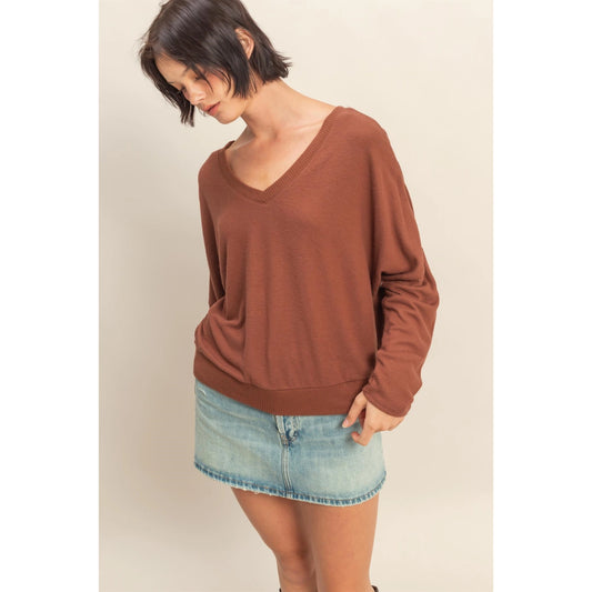 V-Neck Long Sleeve Top