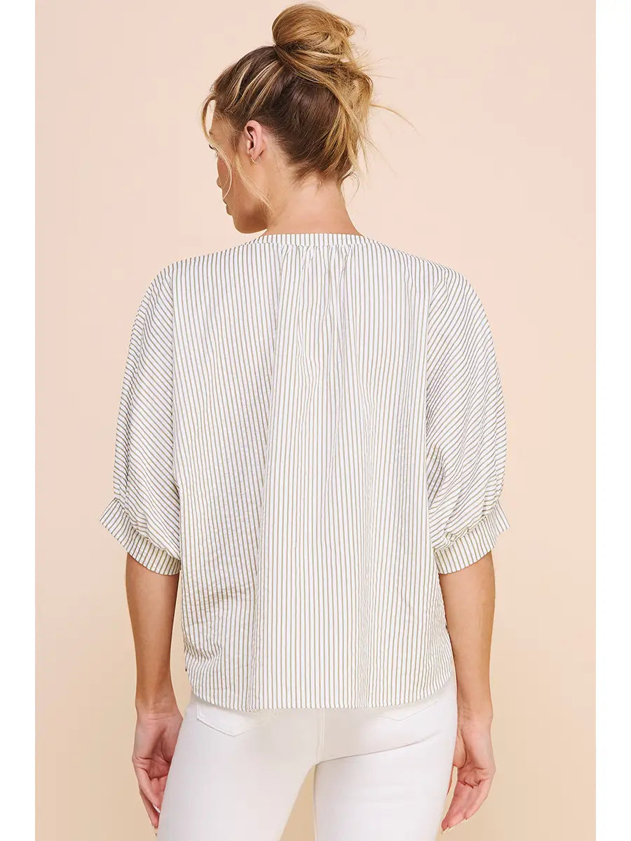 Sage Pinstripe Dolman Blouse