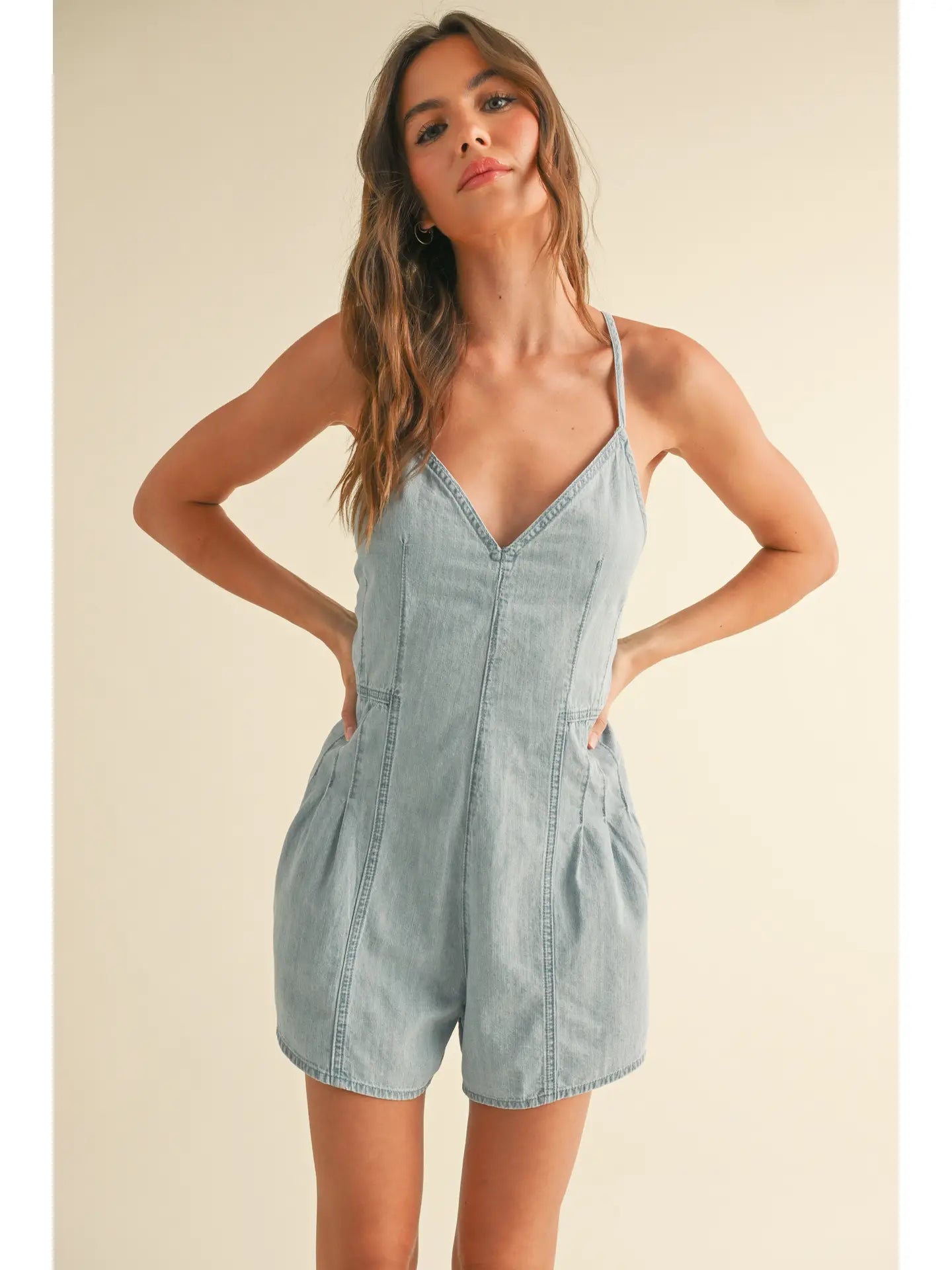Chambray Denim Romper