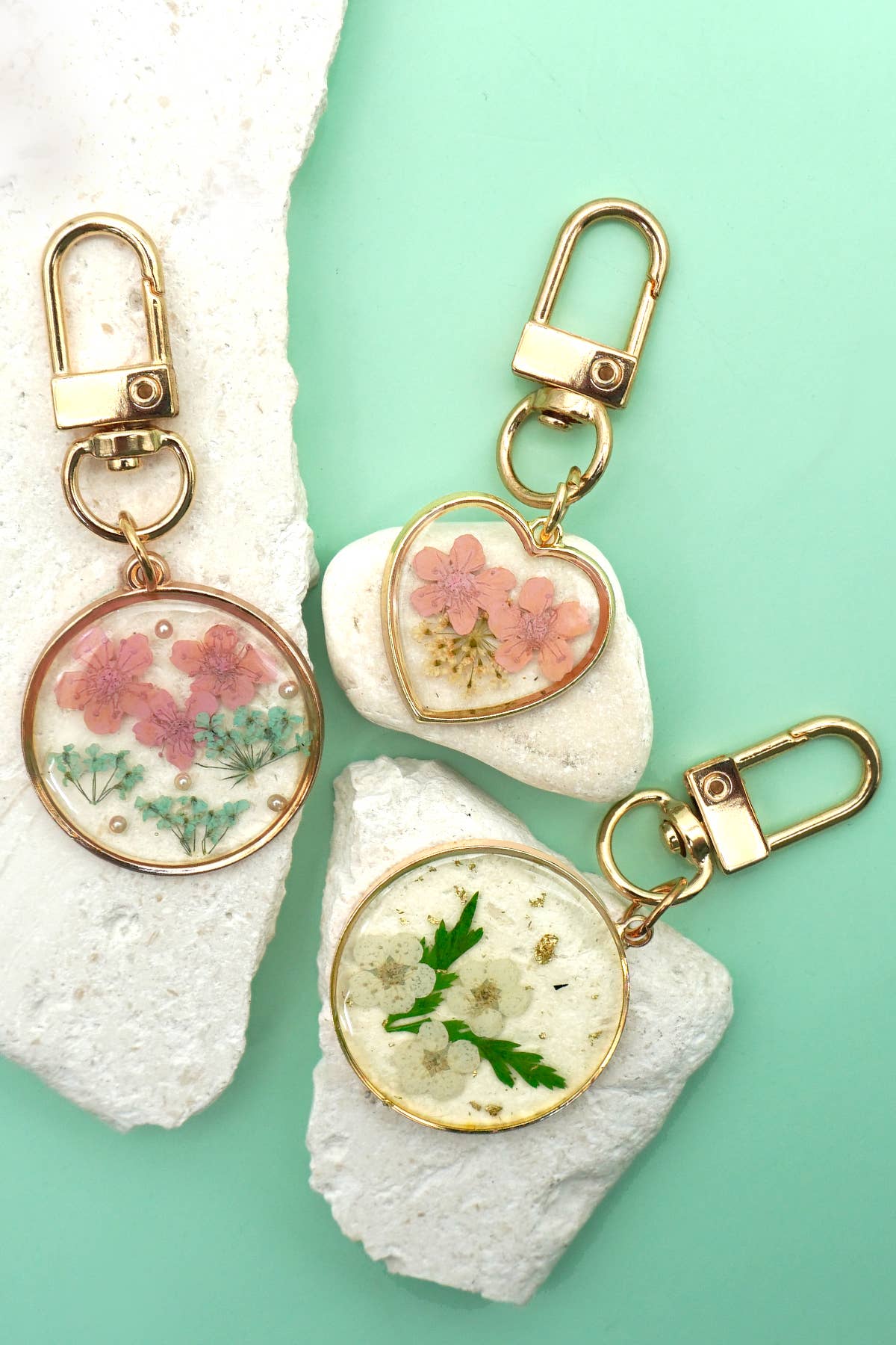 Pressed Dried Flower Bag Charm