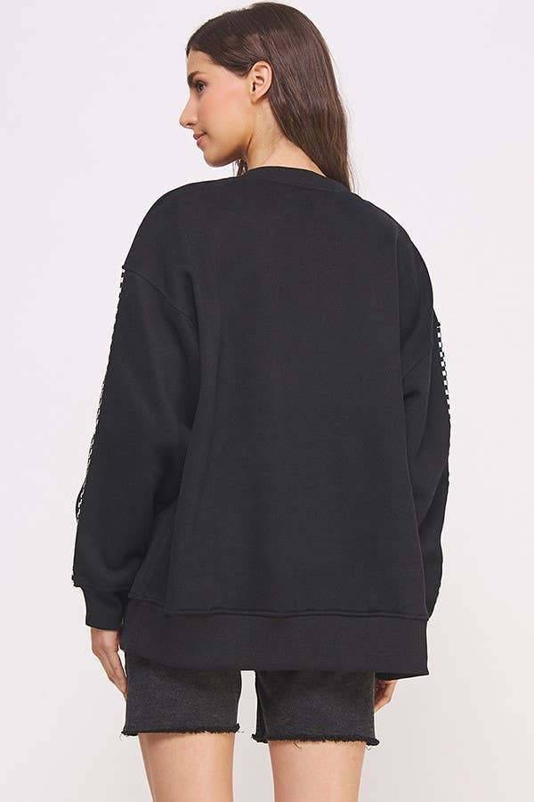 Checker Sleeve Crewneck