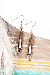 Copper & White Feather Dangles