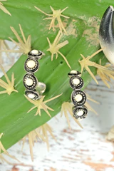 White Silvertone Hoop Earrings