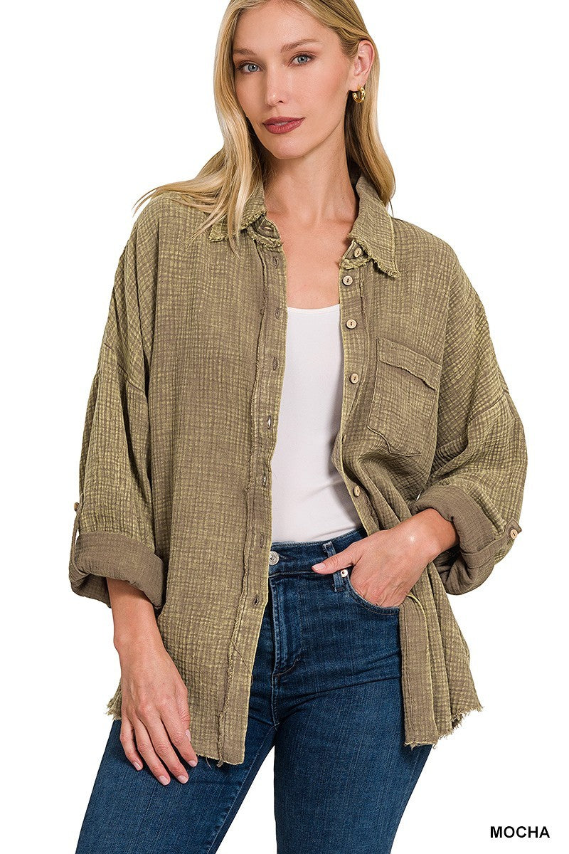 Gauze Cotton Button Down