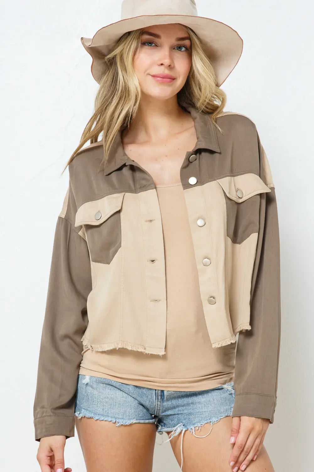 Color Block Frayed Top