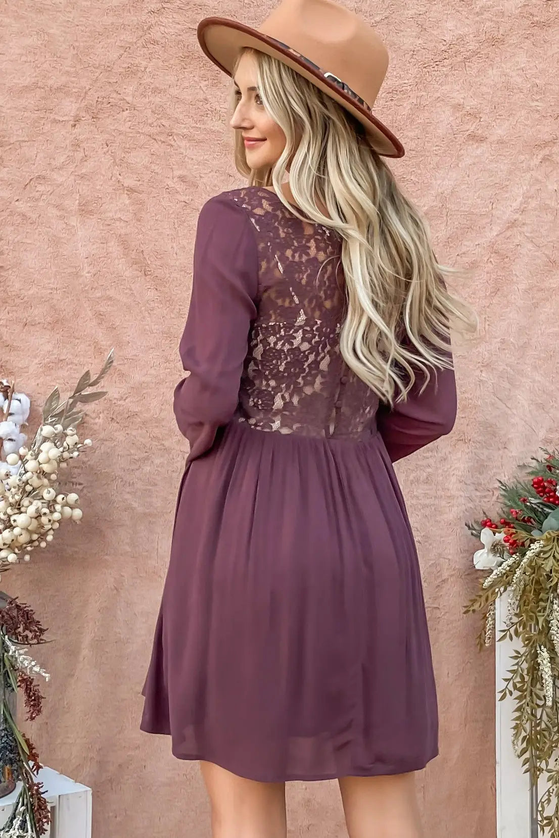 Purple Back Lace Dress