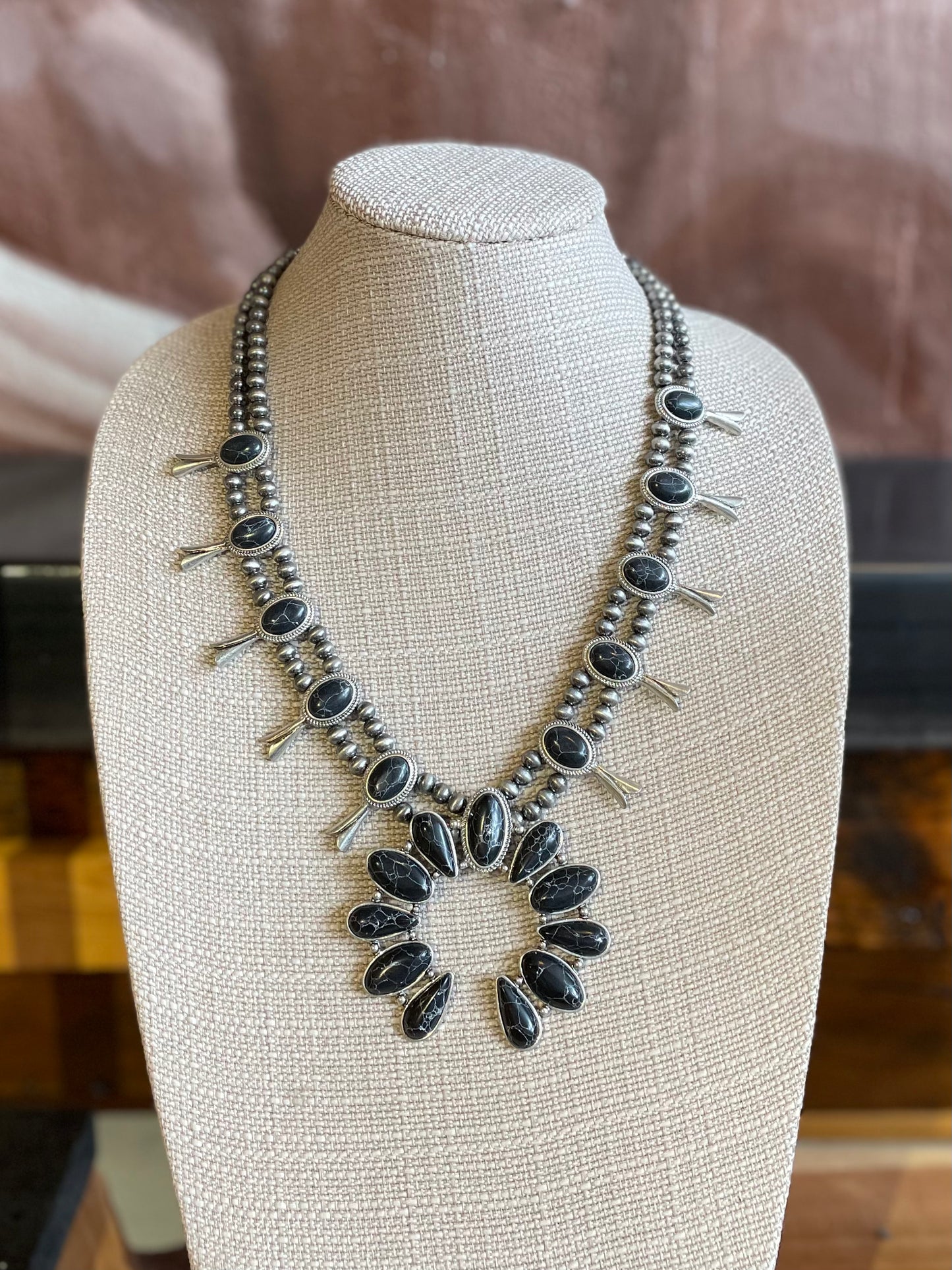 Black Squash Blossom Necklace