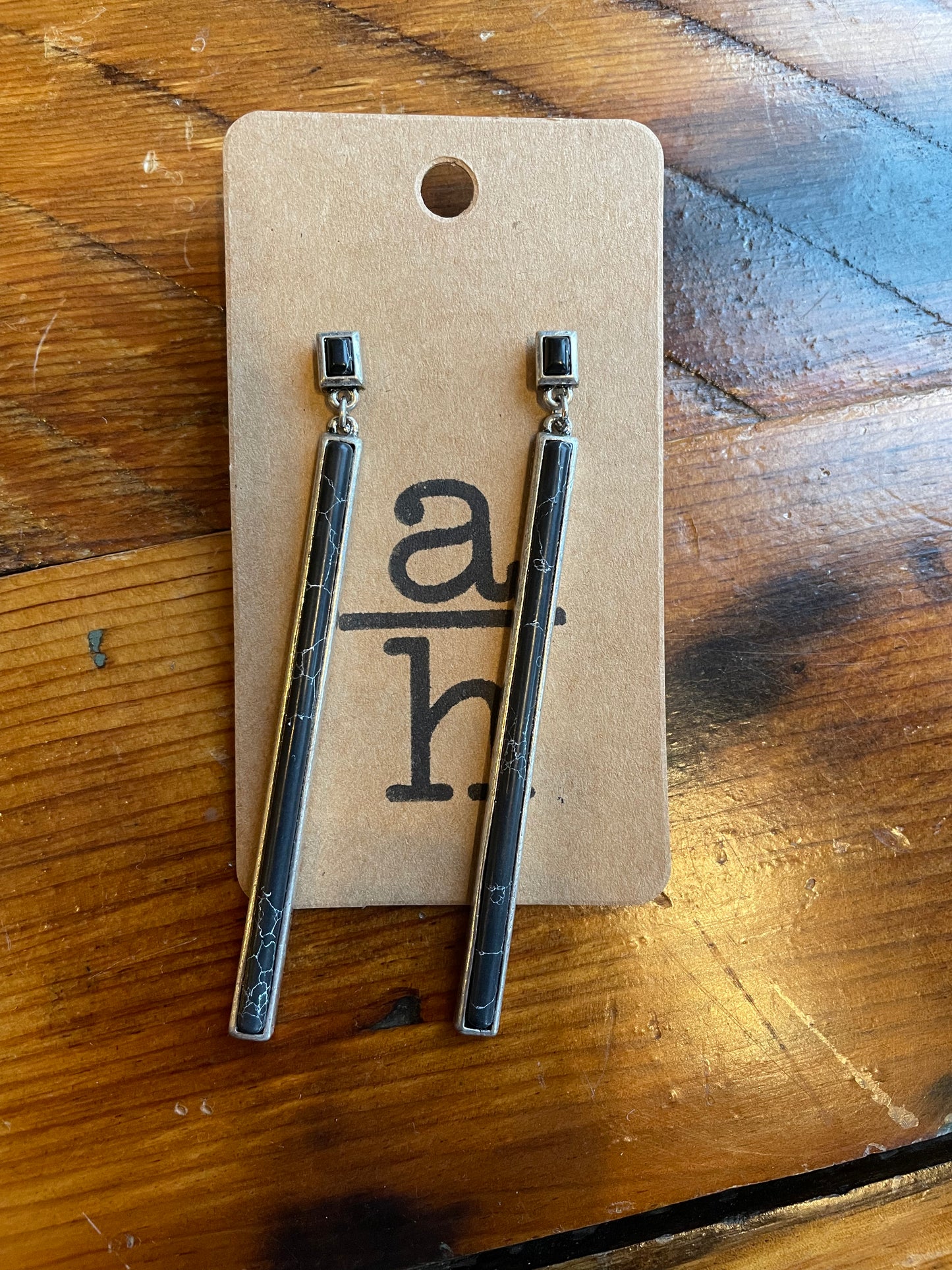 Black Stone Dangle Earrings