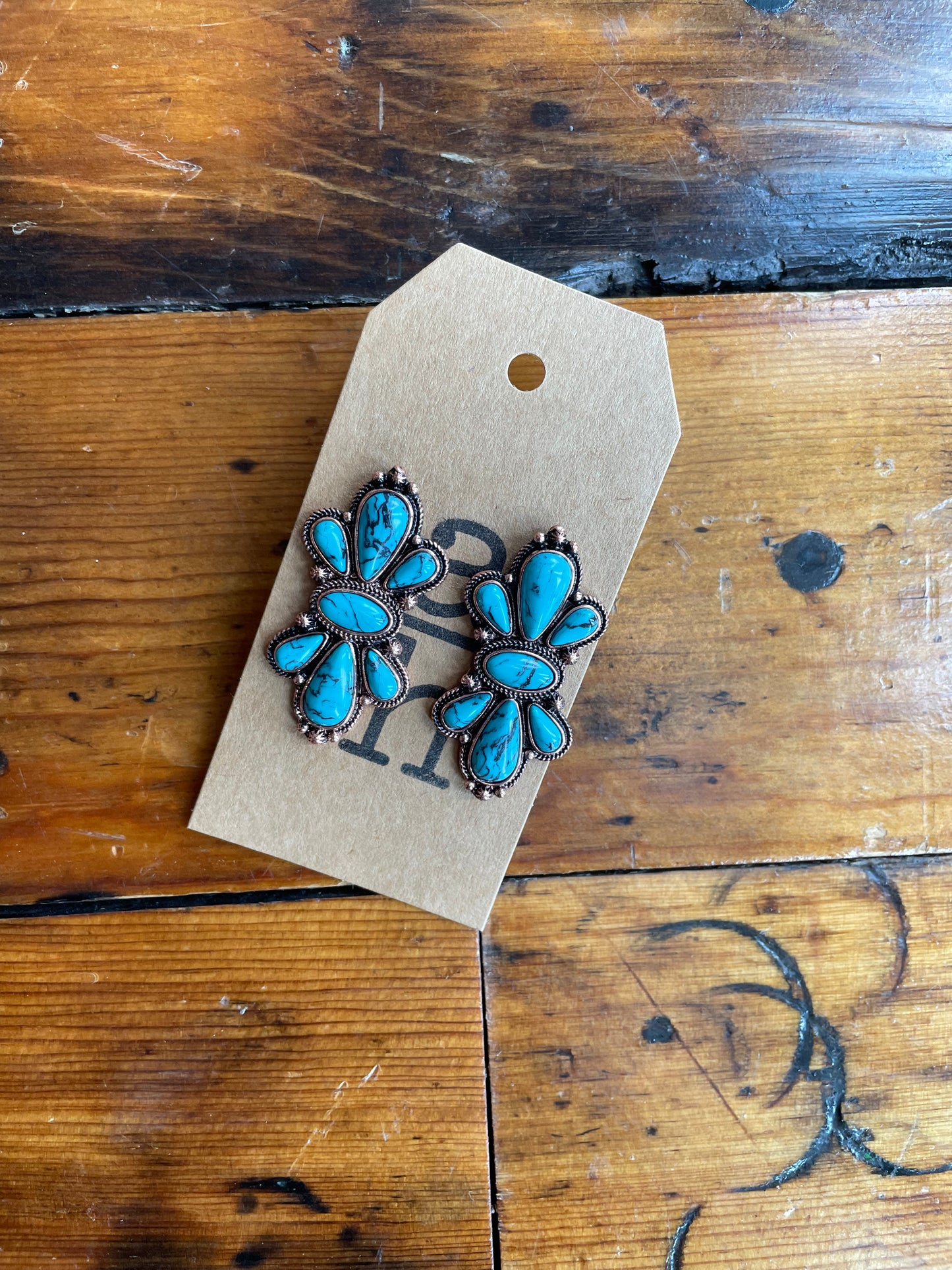 Turquoise Flower Stud Earrings
