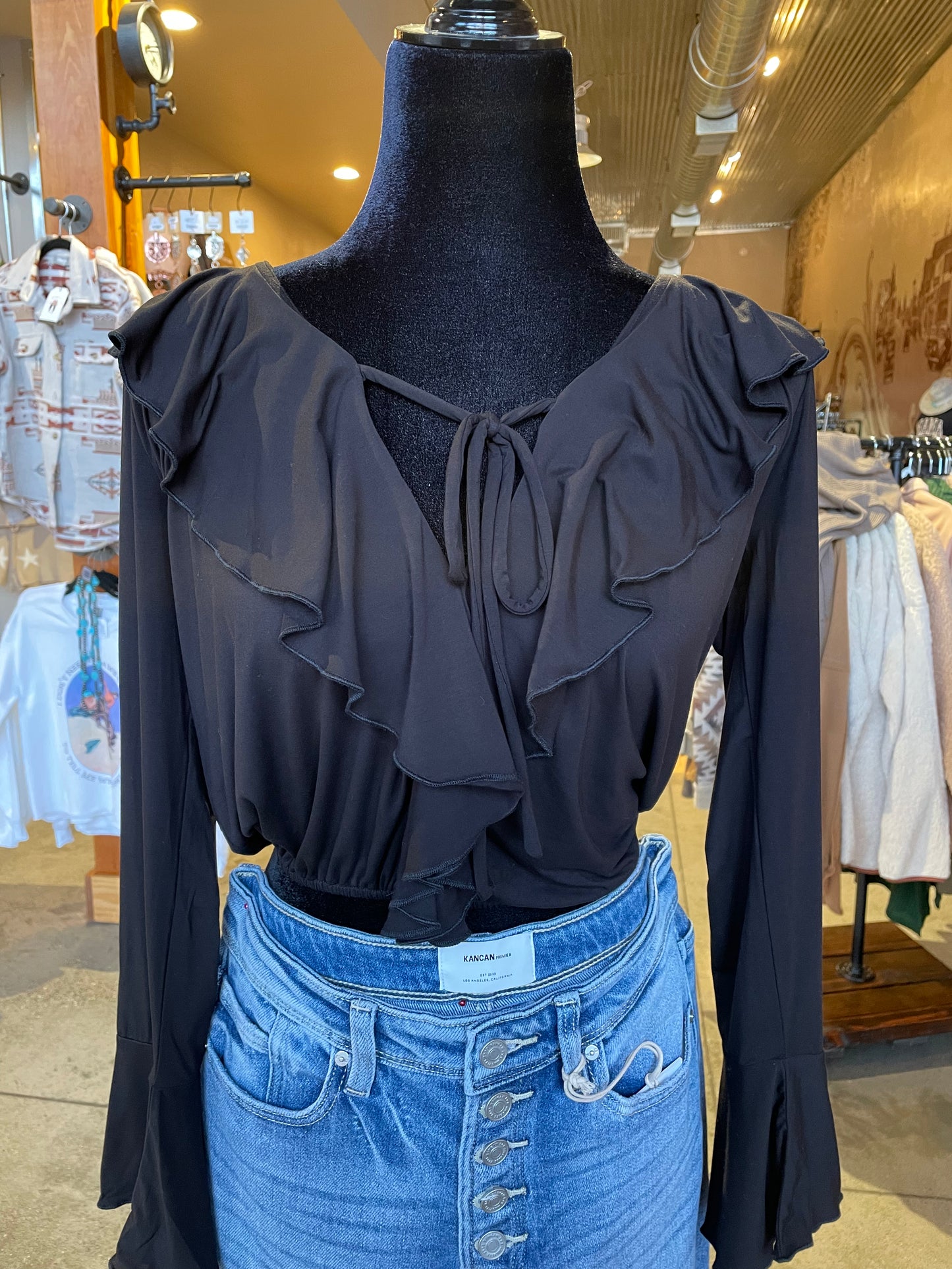 Black Ruffled Blouse