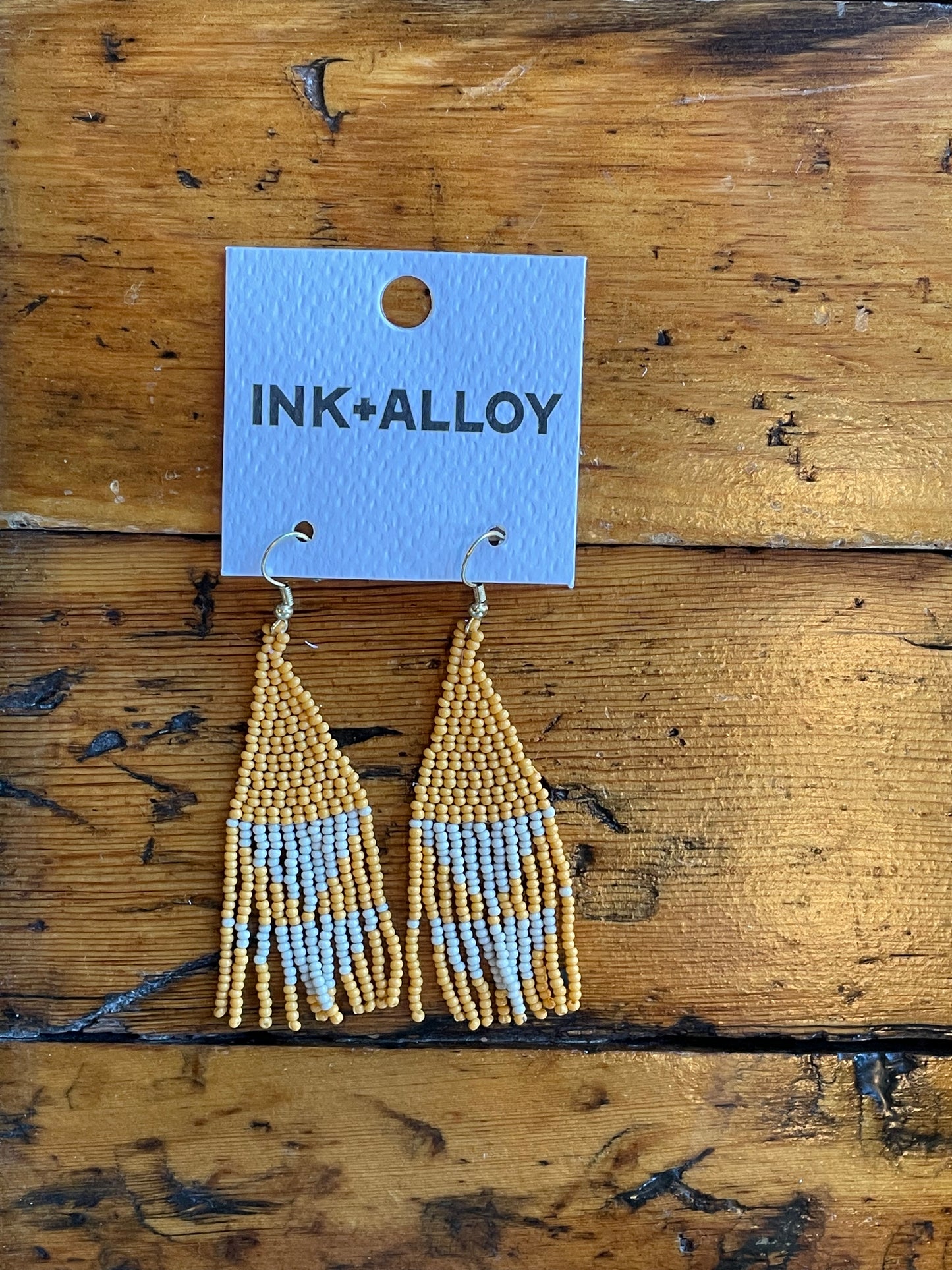 Mustard Beaded Triangle Dangles