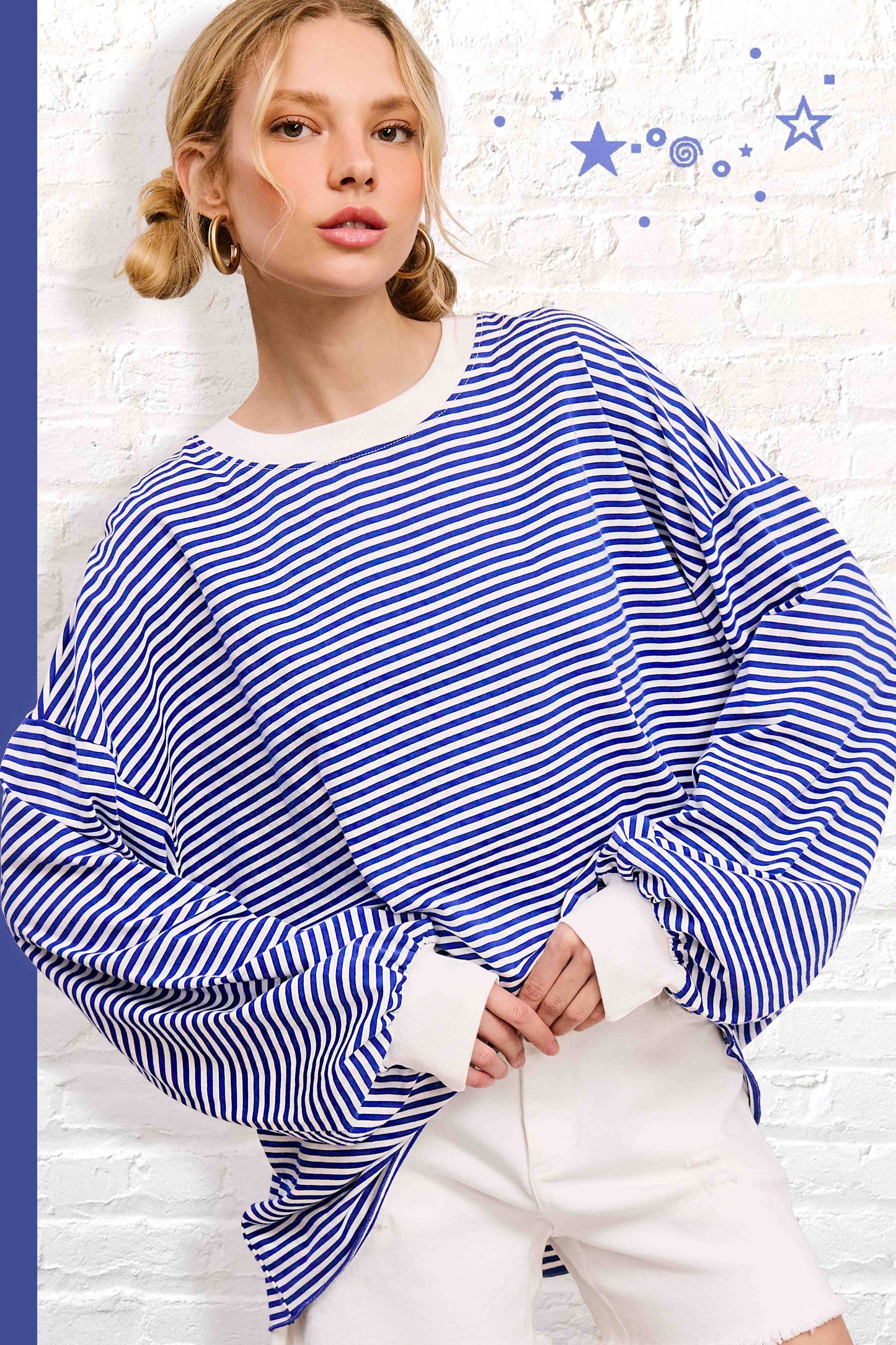 Oversized Striped Long Sleeve Pullover
