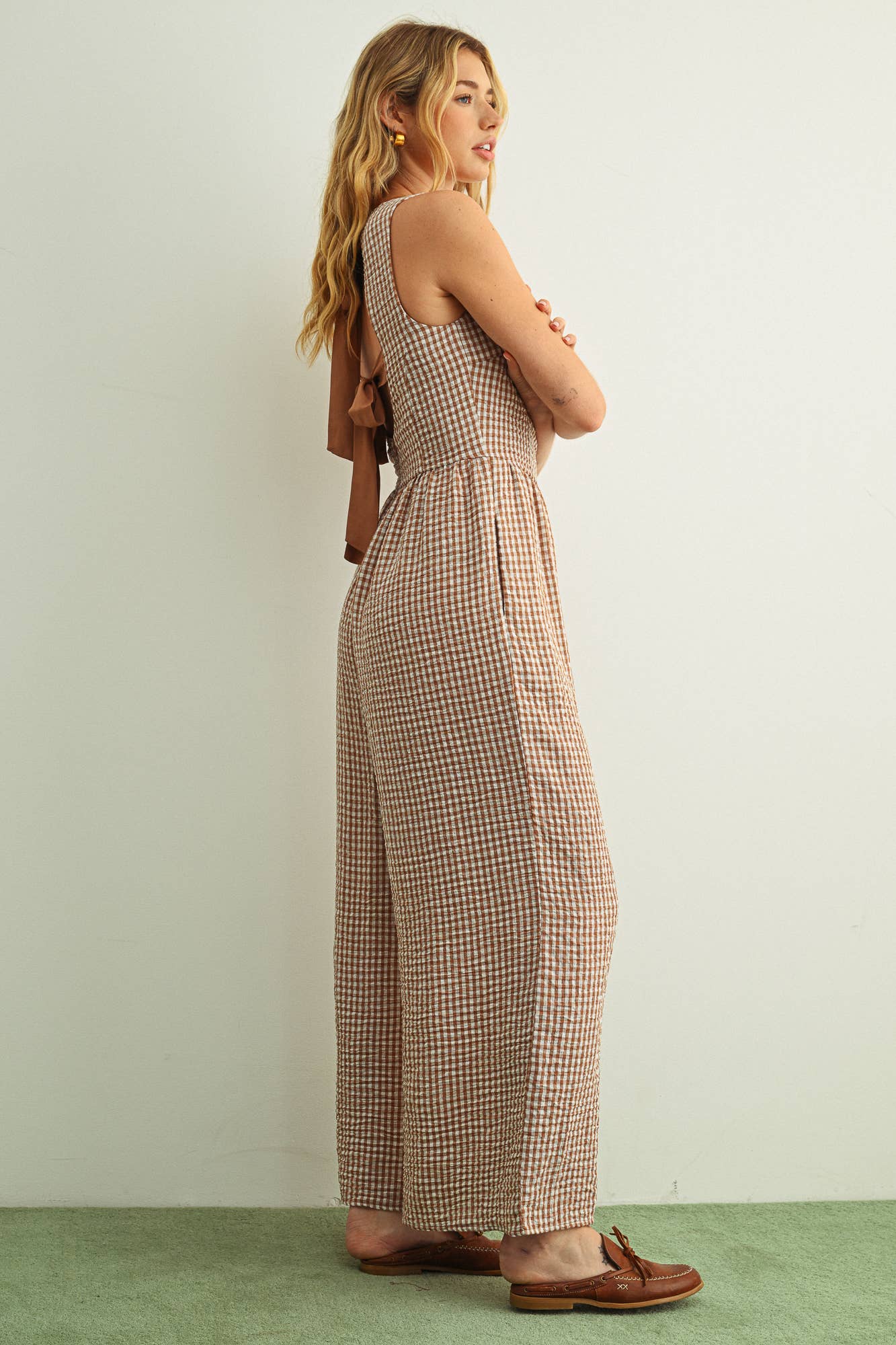 Gingham Tie Jumpsuit