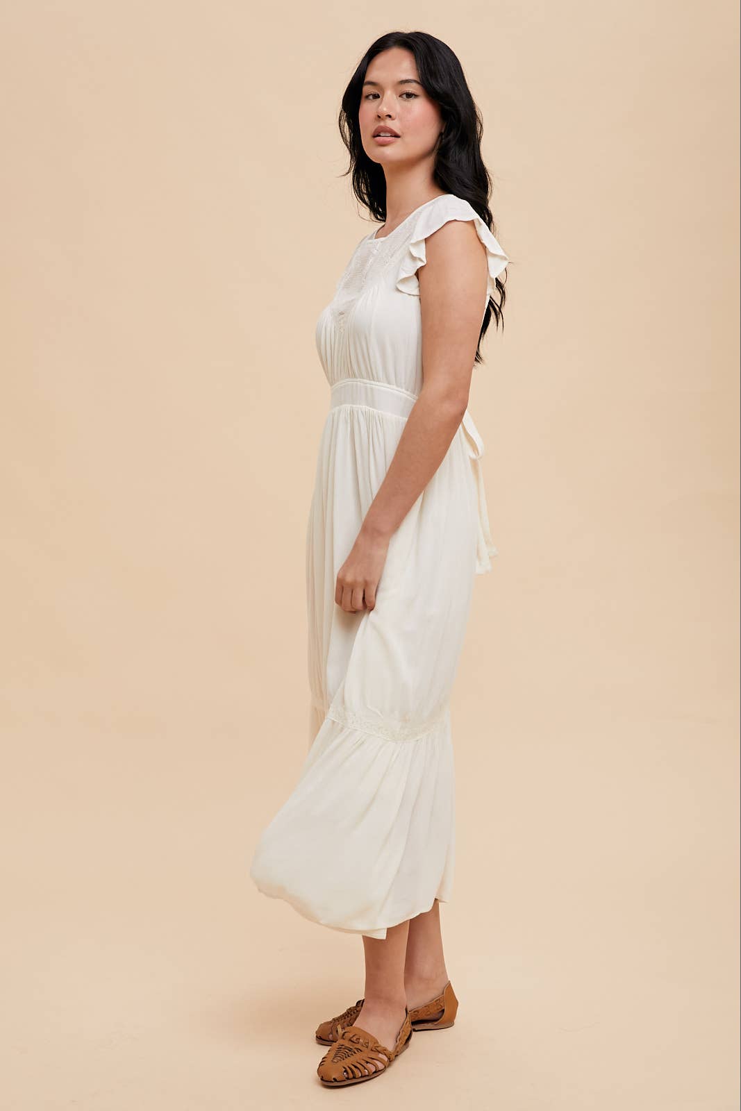 Lace Open Back Midi Dress