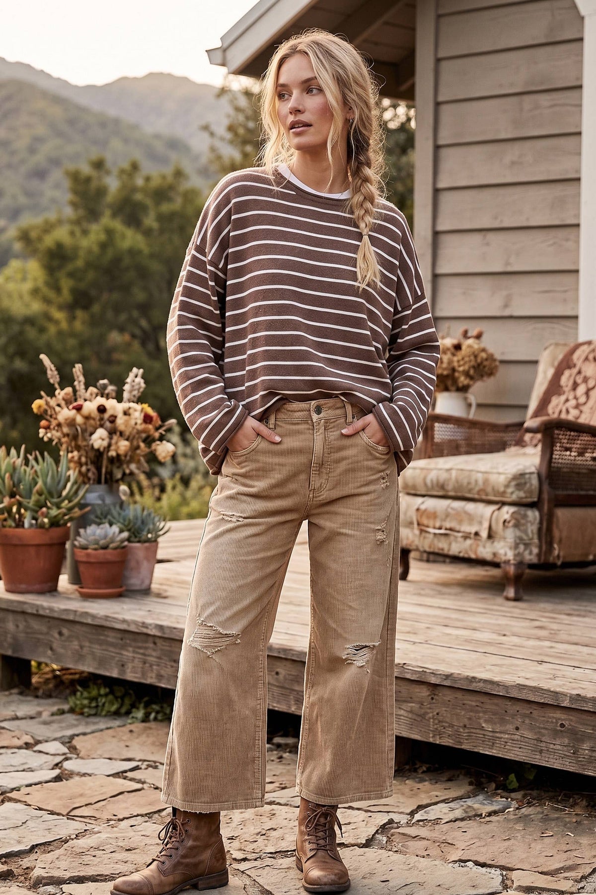 Oversized Lightweight Striped Sweater