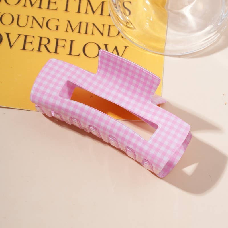 Large Pastel Gingham Hair Claw Clip