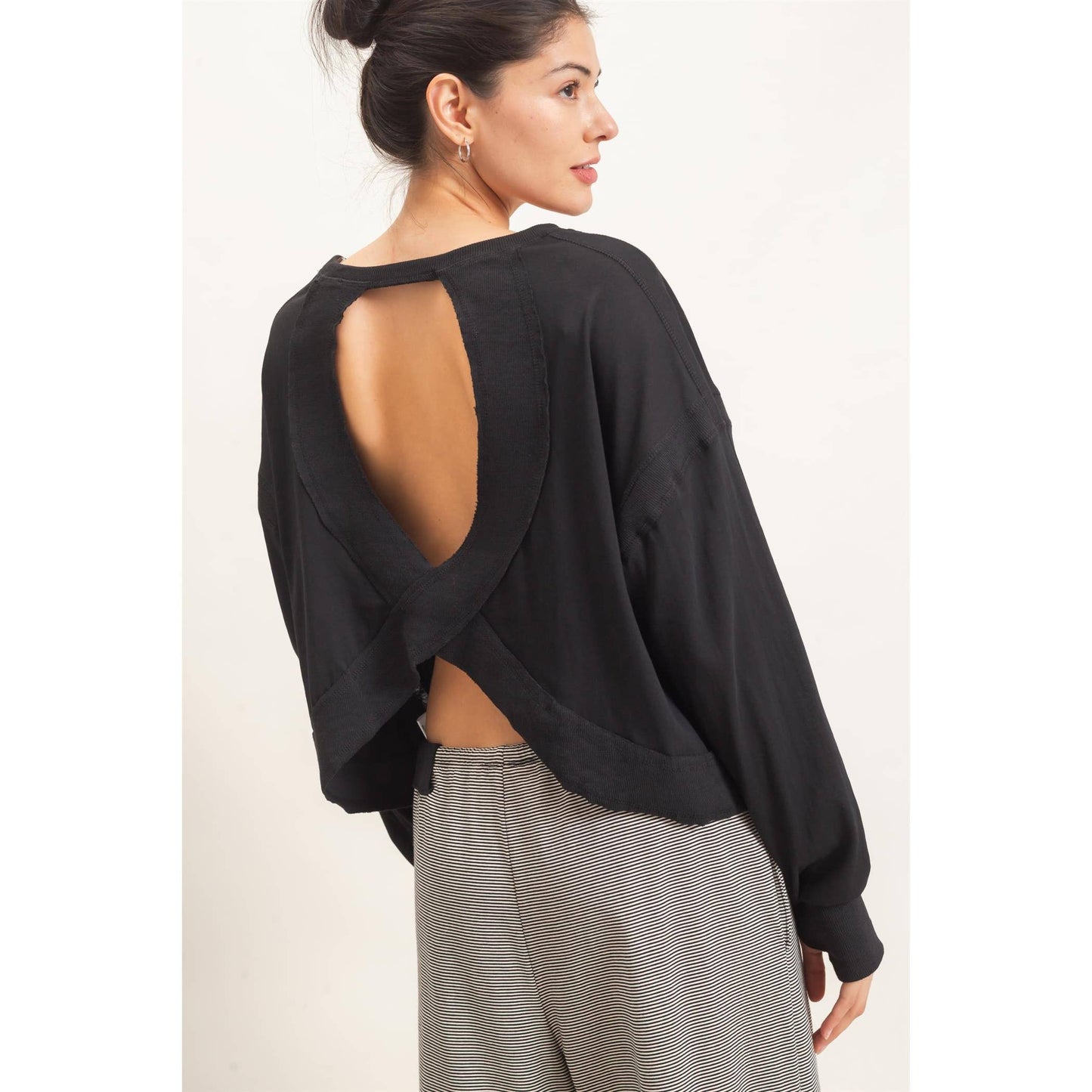 Open Back Crew Neck Top