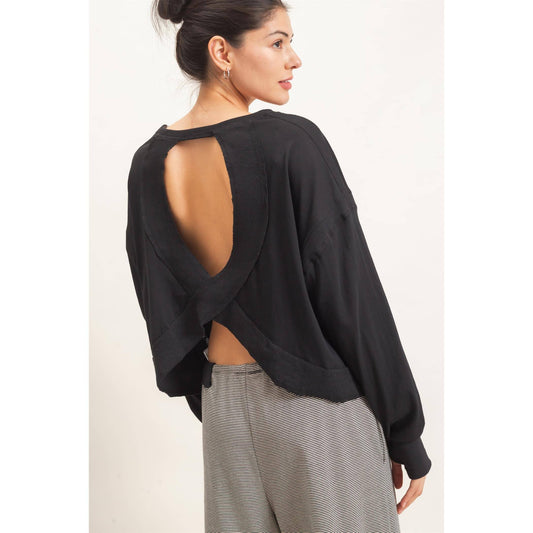 Open Back Crew Neck Top