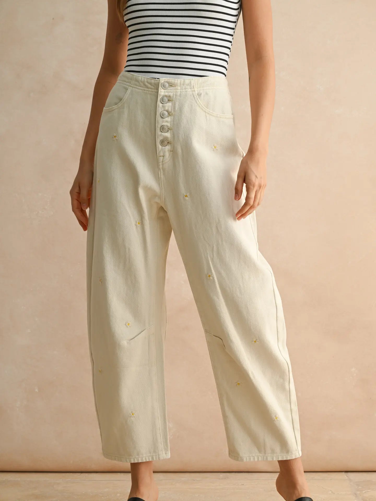Flower Embroidery Pants
