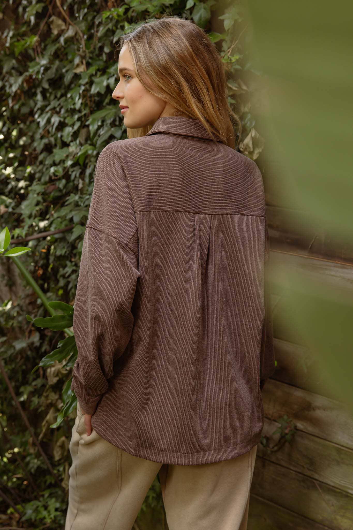 Pinstripe Button Down Shacket