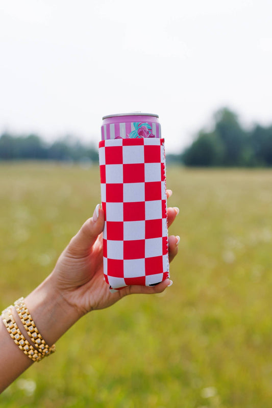 Red & White Checkerboard Coozie 2-Pack