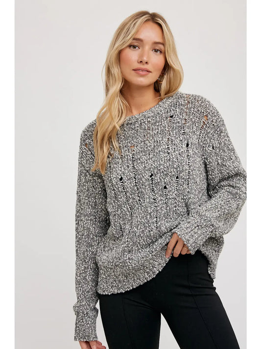 Distressed Knit Pullover