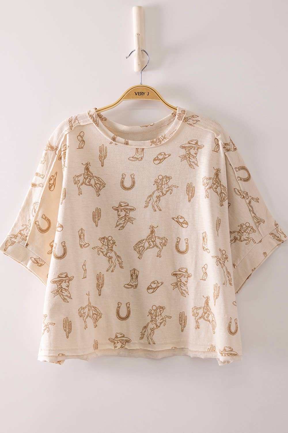 Dolman Sleeve Western Graphic Casual Knit Top