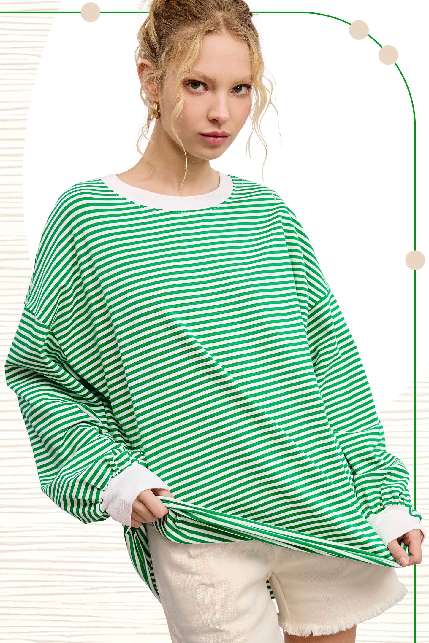 Oversized Striped Long Sleeve Pullover