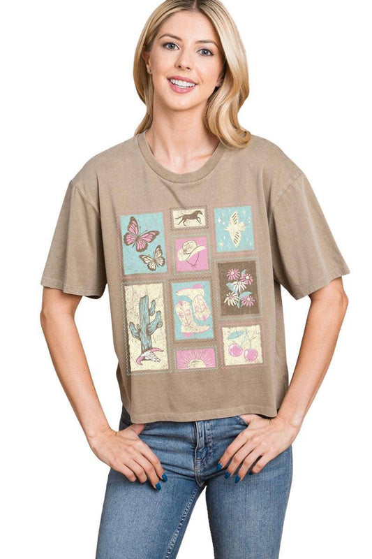 Western Stamps Graphic Washed Crop