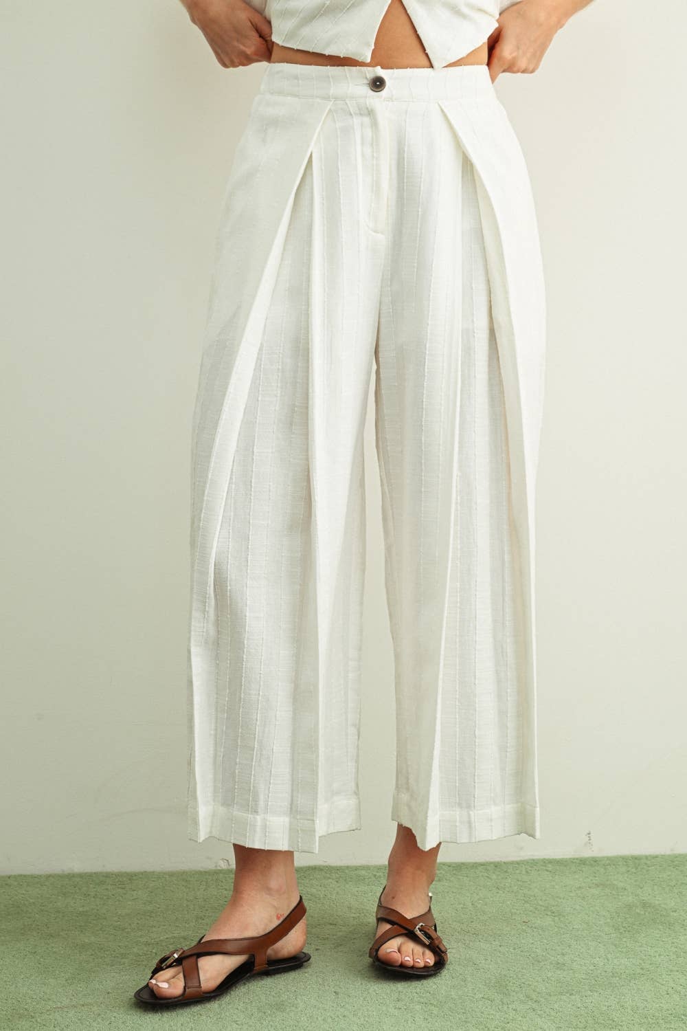 Pleated Crop Trouser Pants