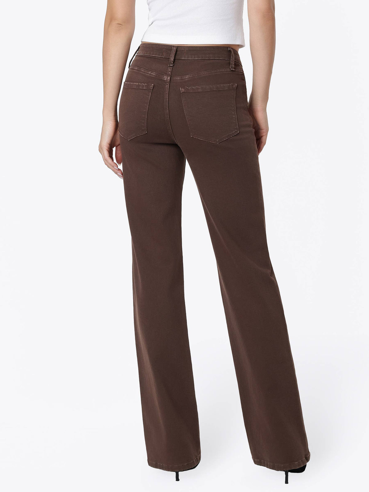 High Rise Brown Slim Wide Jeans