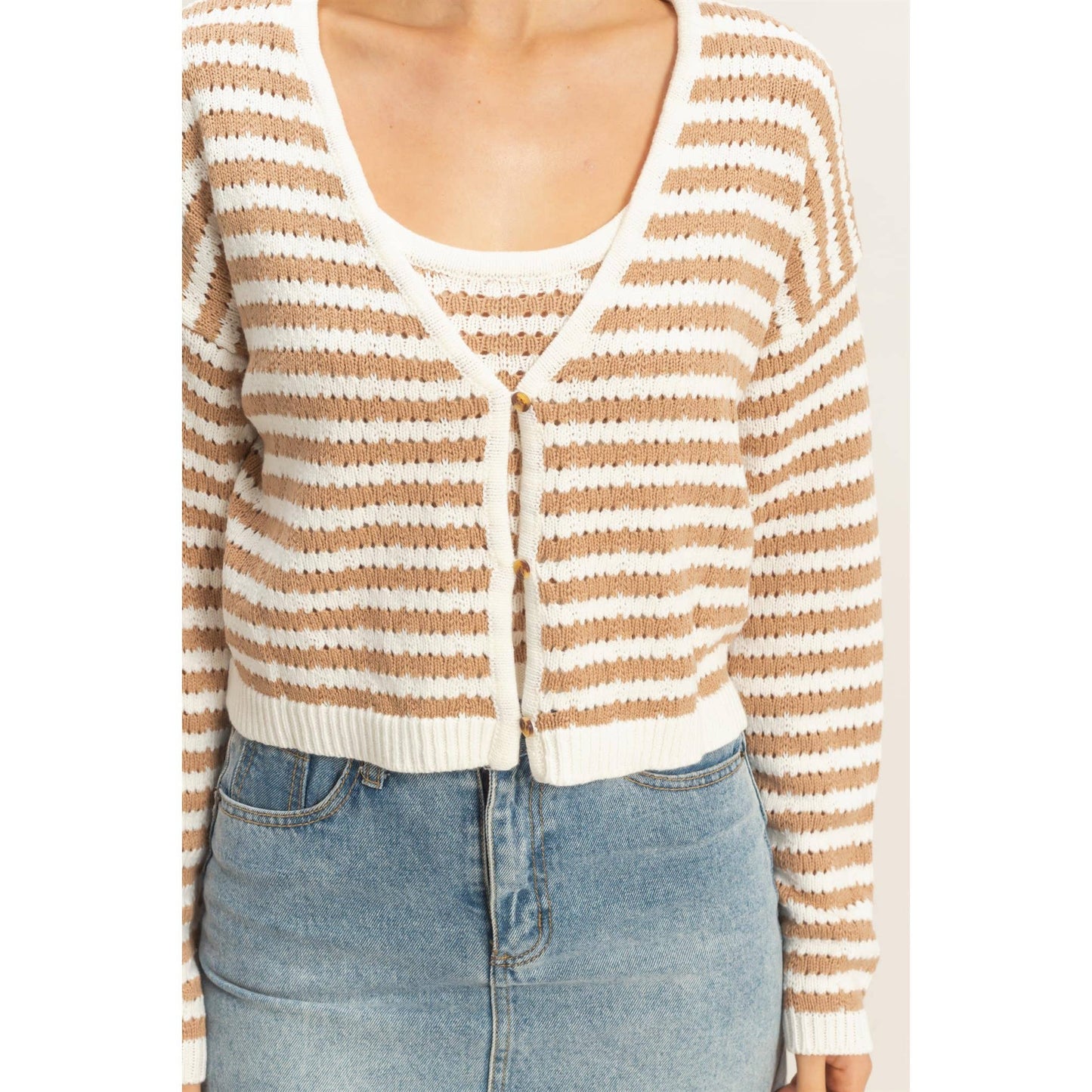 Striped V-Neck Cardigan