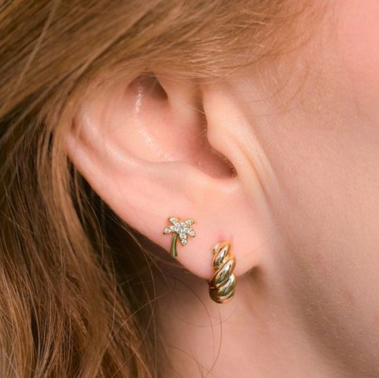 Golden Palm Tree Studs