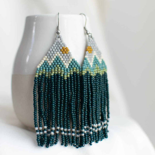Beaded Fringe Earrings in Montaña