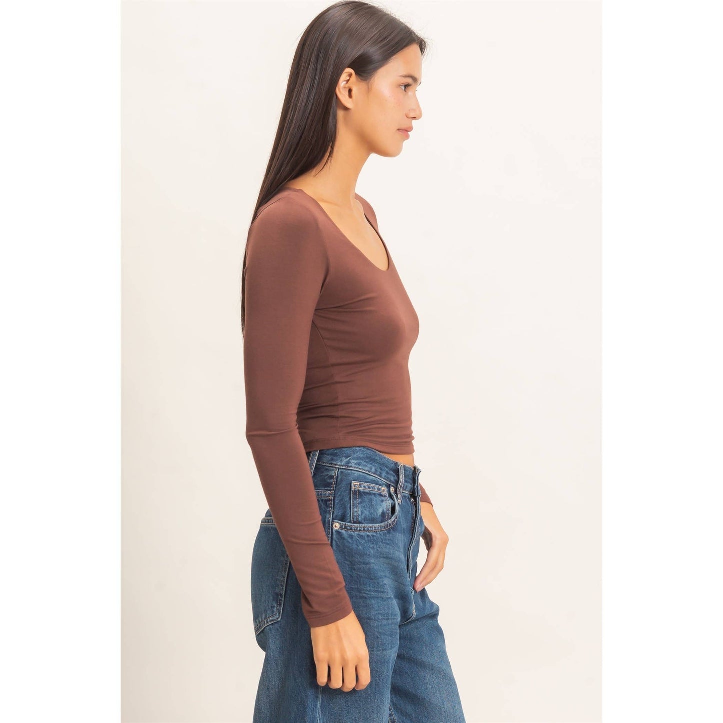 Scoop Neck Long Sleeve Top