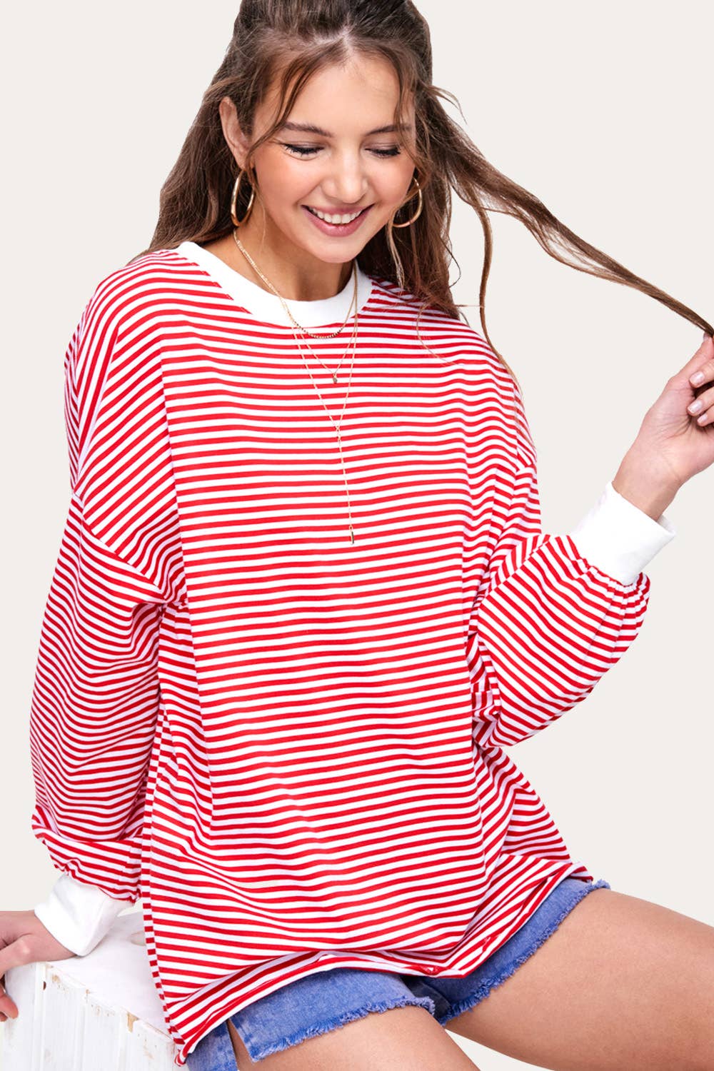 Oversized Striped Long Sleeve Pullover
