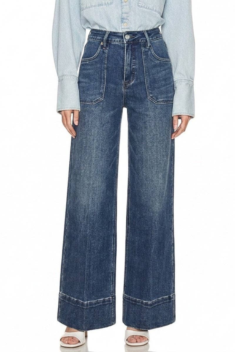 High Rise Tummy Control Slim Palazzo Jeans