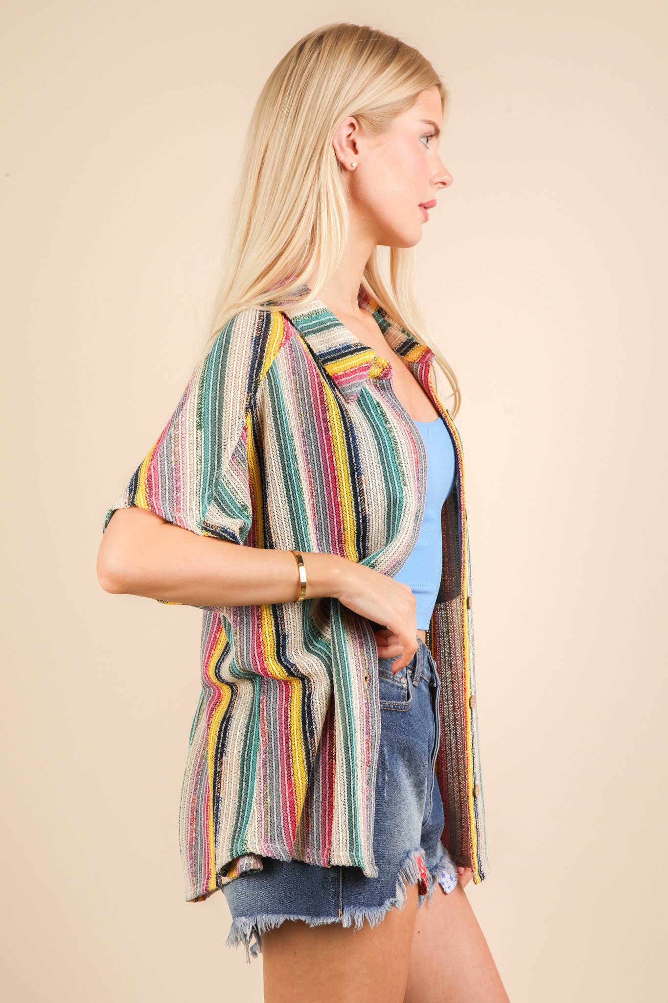 Oversized Crochet Multi Color Top