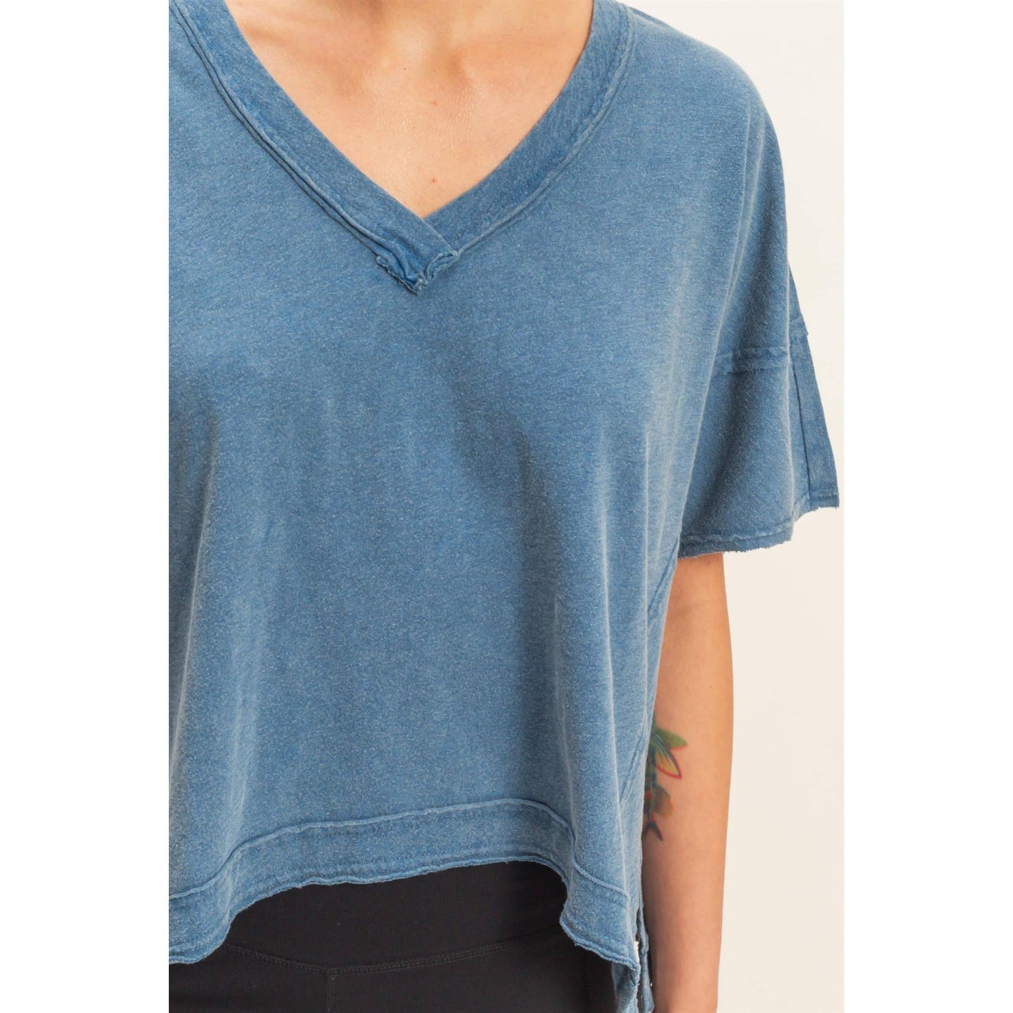 Oversized V-Neck Short Sleeve Top