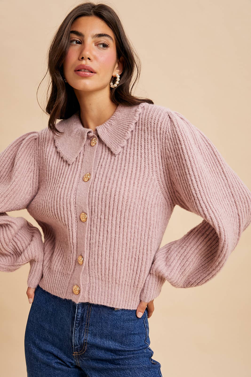 Dusty Pink Knit Cardigan