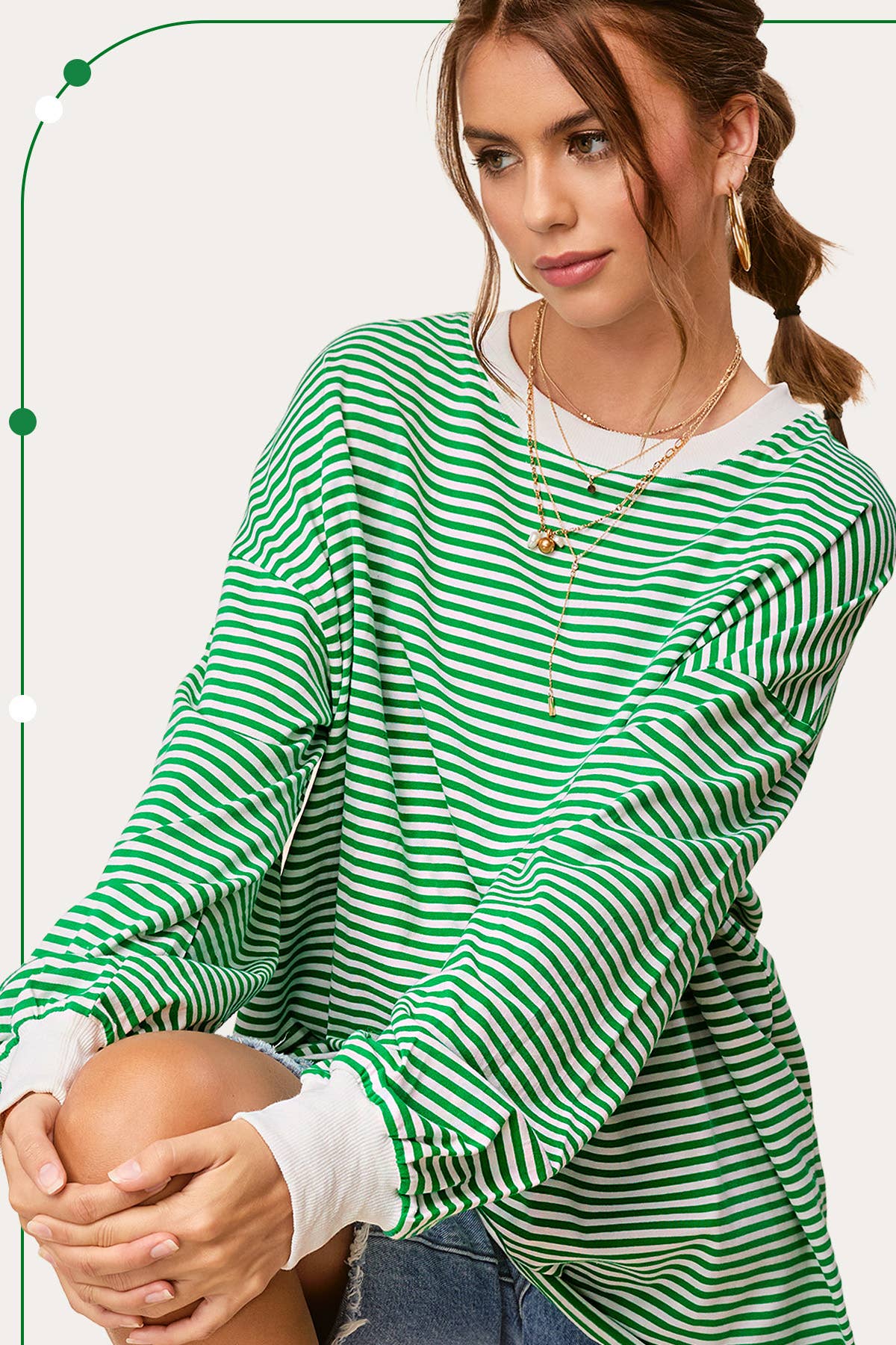 Oversized Striped Long Sleeve Pullover