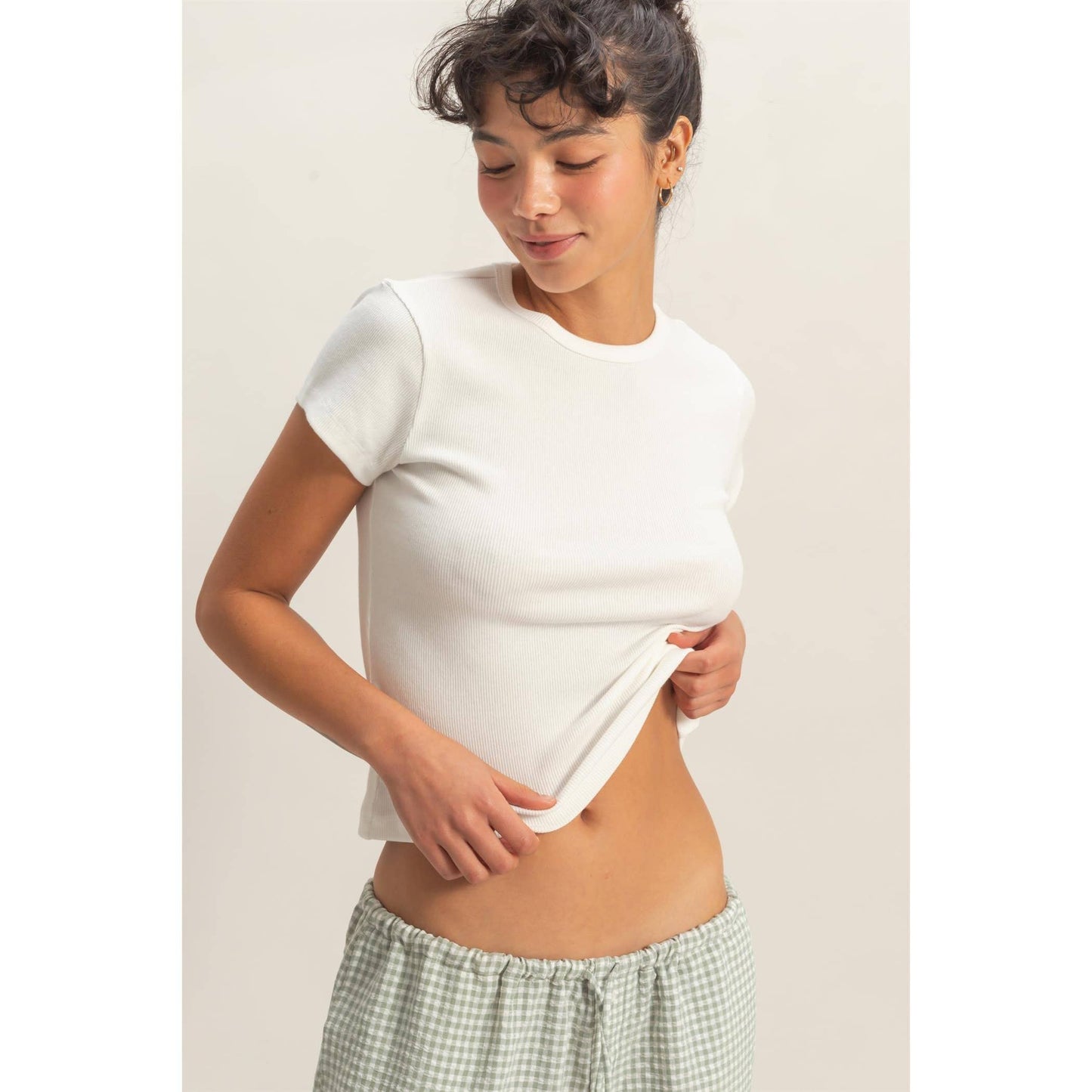 Basic Ribbed Short Sleeve Top