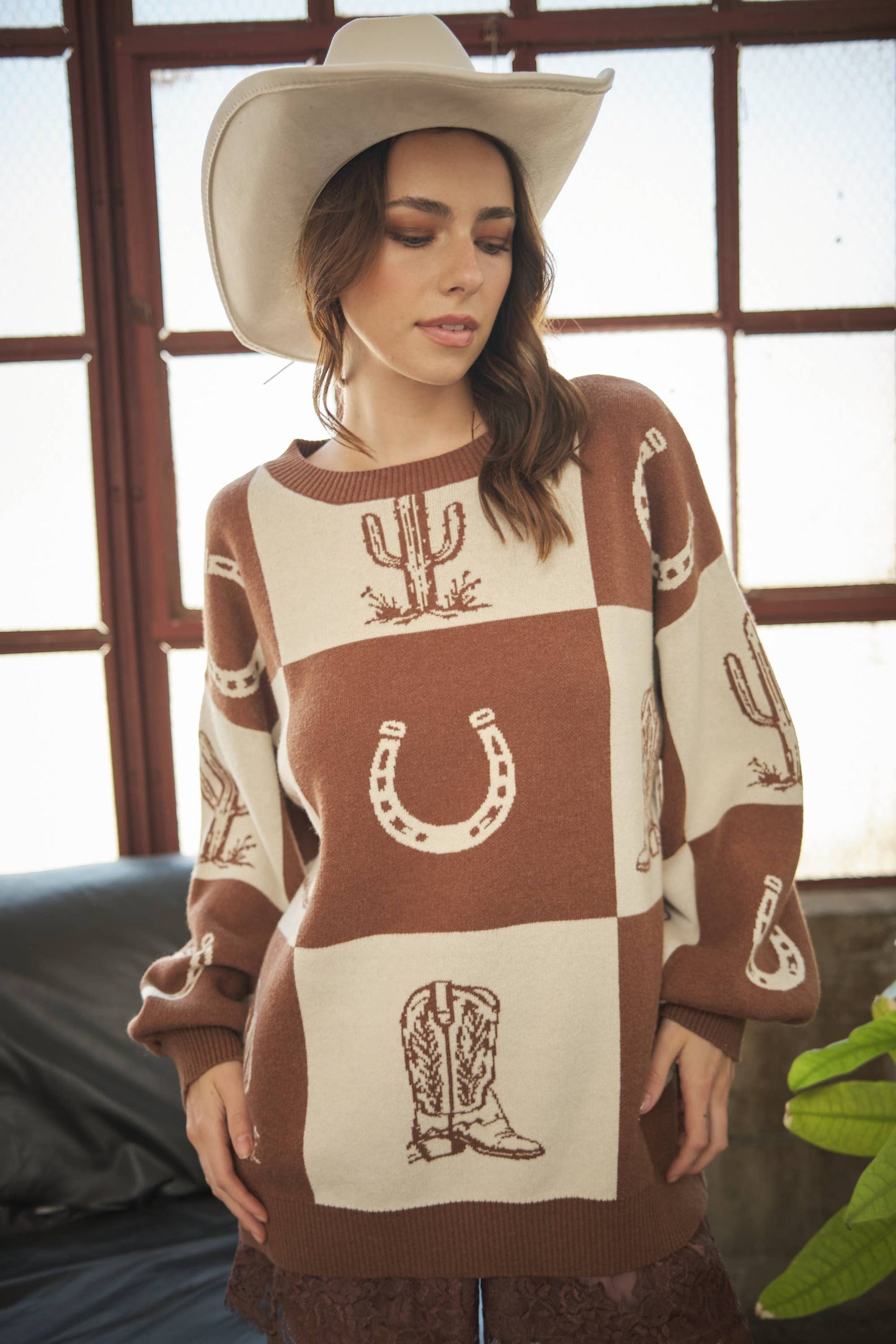 Western Graphic Oversized Sweater