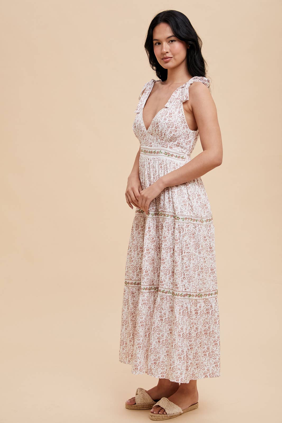 Tiered Tie Strap Midi Dress