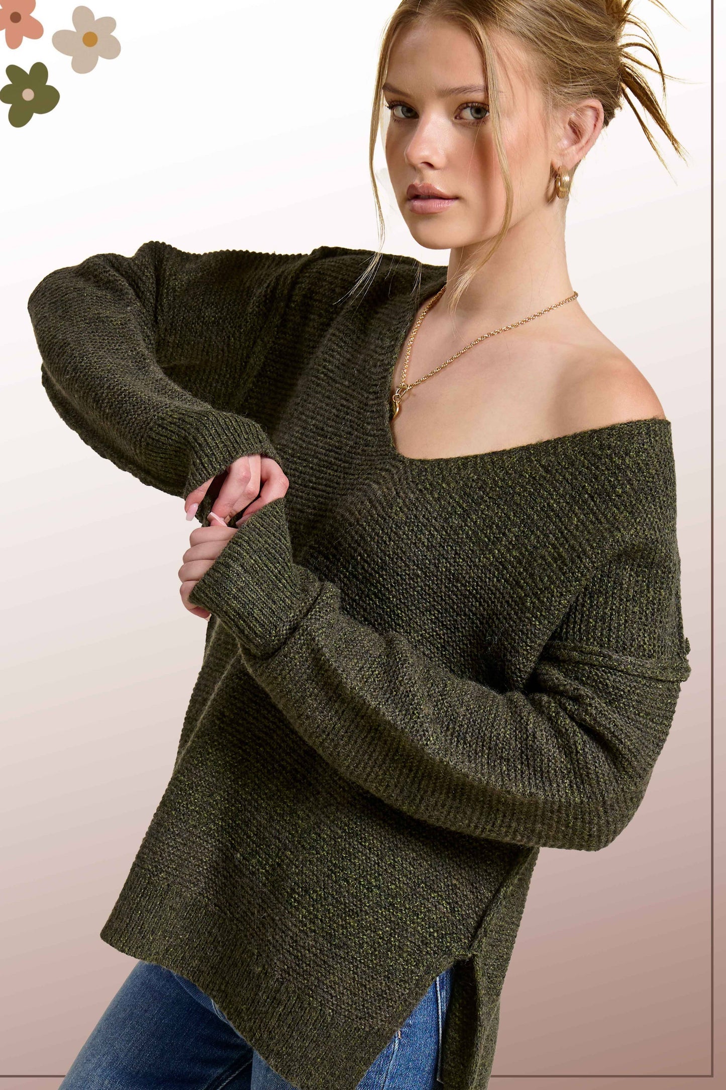 High-Low Sweater With Exposed Seams